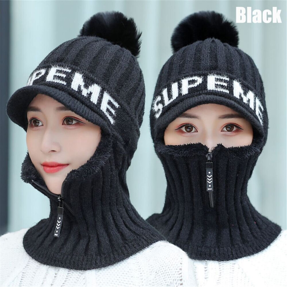 Female Winter Warm Outdoor Windproof Wool Knitted Hat Hat Scarf Set Pompoms Hat Beanies Caps-image-OPC-PBR6X9X-NEW