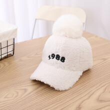 Children Wool Baseball Cap with Pompom Warm Winter Outdoor Embroidery Visor Hats Teddy Fleece Sports Cap Kids 2-8 Years