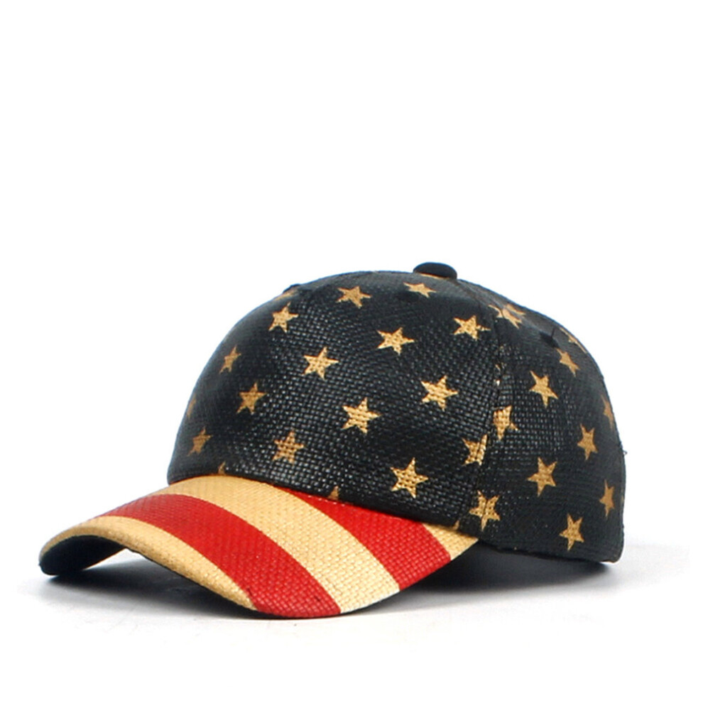 Summer Straw Baseball Hat Women men American Flag Outdoor Sport Sun Hat-image-OPC-PBR6YGM-NEW