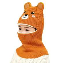 Headwear Lovely Children Neck Warmer Beanie One-piece Cap Ultralight Children Knitted Hat Bear Ears for Outing