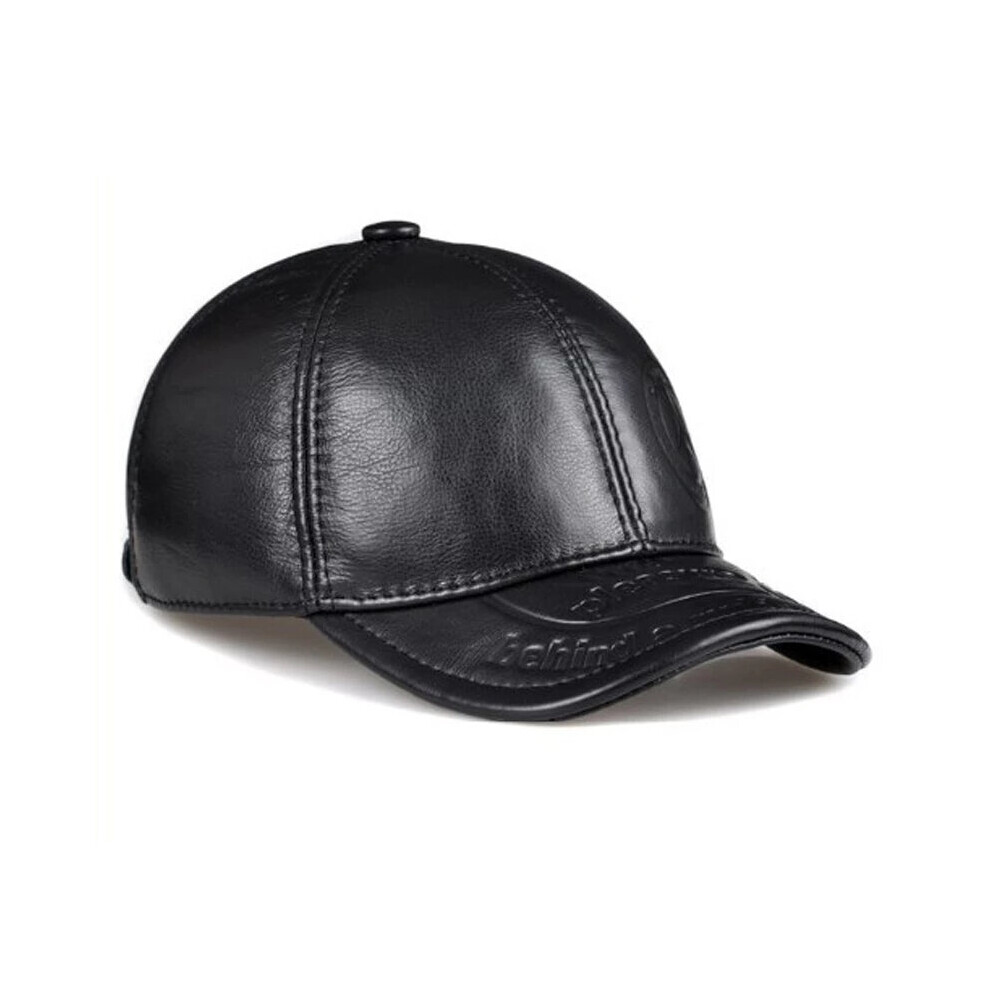 100% Top Cowhide Warm Cap Winter Autumn Casual Letter Leather Hat Ears Men Women-image-OPC-PBR7287-NEW