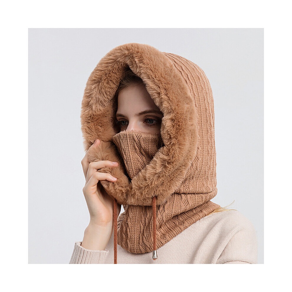 La Ski Cap Outdoor Warm Riding Headgear Cold-Proof Thickened Winter Hat Scarf Mask One-Piece Cold-Proof Headgear Gift Multicoloured 885658782535