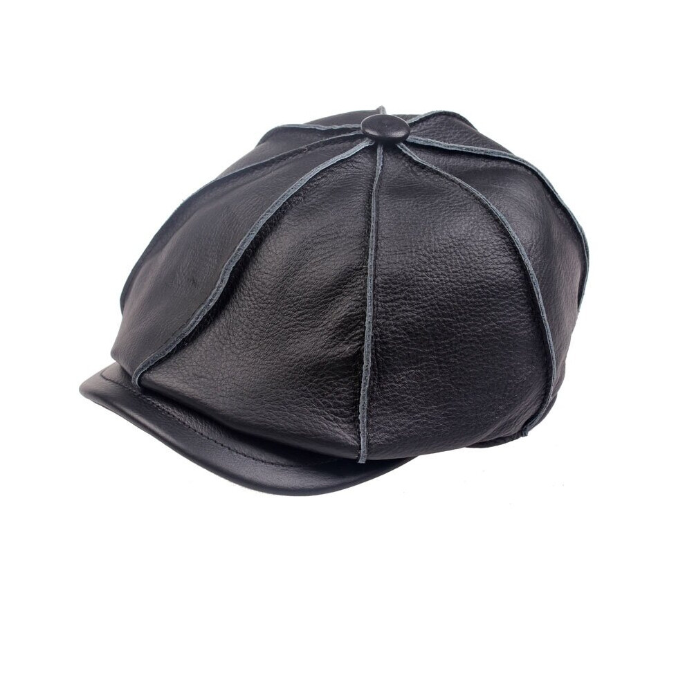 Boys casual leather hat leather cowhide male cap painter cap winter warm hat-image-OPC-PBR752B-NEW