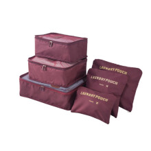(Wine Red) Packing 6pcs Cubes Luggage Storage Compression Organiser Travel Bags Suitcase