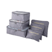 (Gray) Packing 6pcs Cubes Luggage Storage Compression Organiser Travel Bags Suitcase