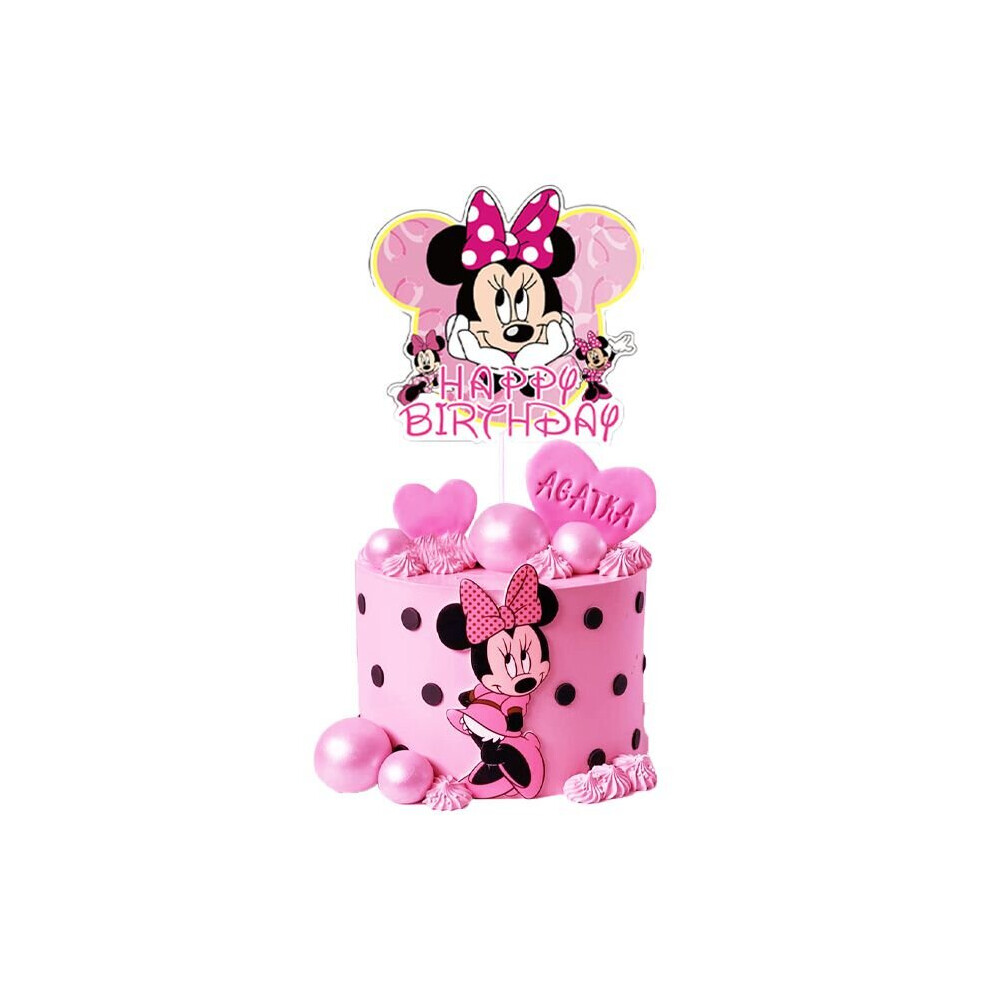 (Big Cake Insert) Themed Mouse Minnie Party Decor Balloons Cake Topper For Minnie Party Birthday