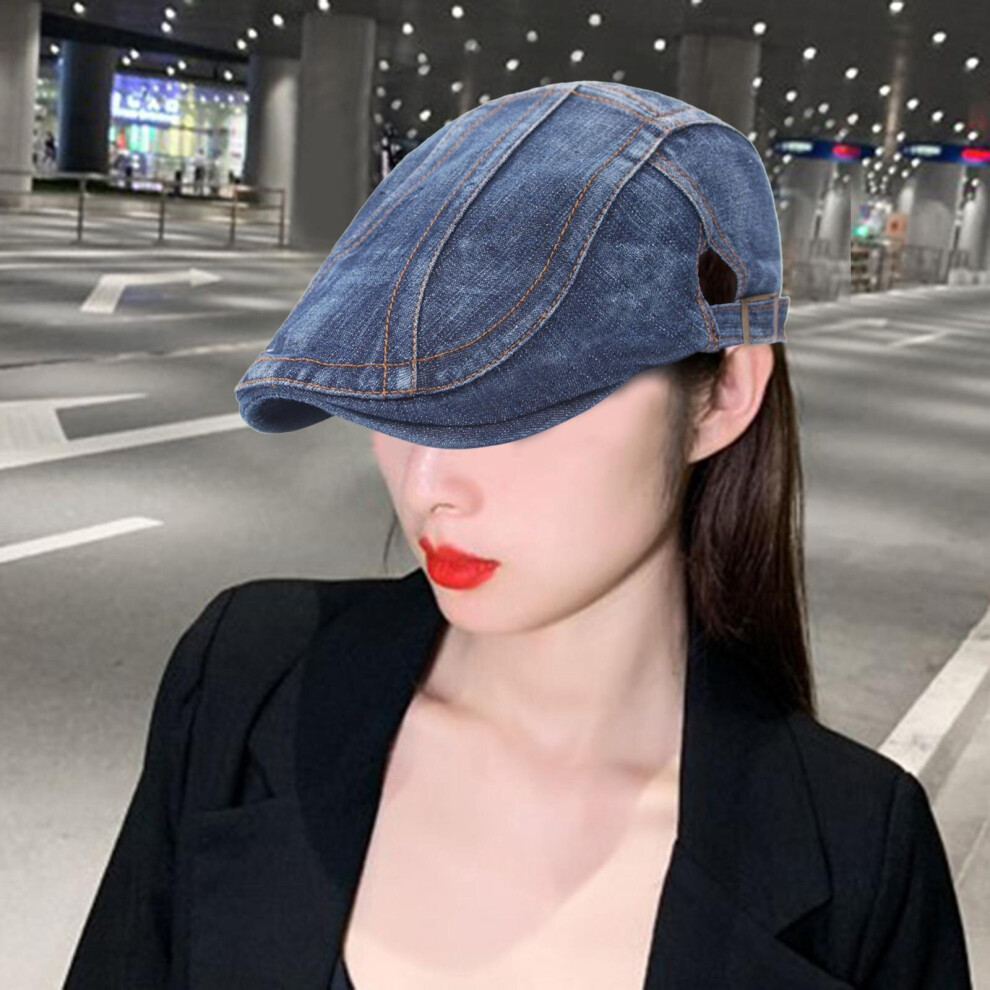 Adjustable Newsboy Hat Driving Denim Snap Ivy Cabbie Beret Flat Caps for Men Women Washed Jean on OnBuy