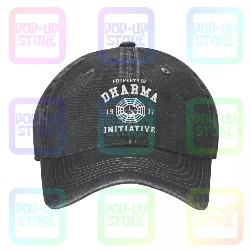 Dharma Initiative 1977 Tv Show Lost Washed Denim Baseball Cap Trucker Hats Retro Deals-image-OPC-PBR7CSM-NEW