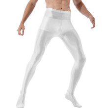 Men Glossy Pantyhose Yoga Solid Leggings Pants Training Fitness Workout Sports Stretchy Trousers Tights