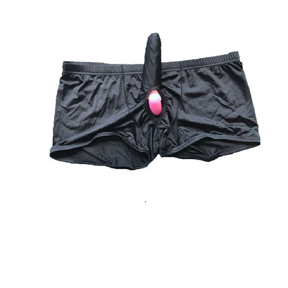 Black Men Penis Underwear Elephant Nose Big Pouch Boxer Shorts Ice Silk Transparent Wild Pantie Open Crotch Underpants Erotic Lingerie