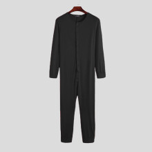 Men's Jumpsuit Pajamas Homewear Solid Long Sleeve Comfortable Sleepwear Button Leisure Men Rompers Nightwear S-5XL
