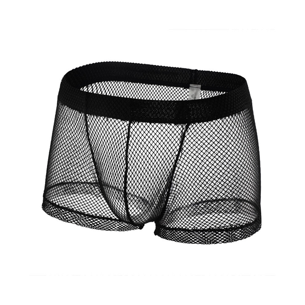 Mesh Mens Boxer Sexy See-Through Gay Erotic Underwear Men Fishnet Transparent Boxershorts Male Panties Slips Mens Bodysuit