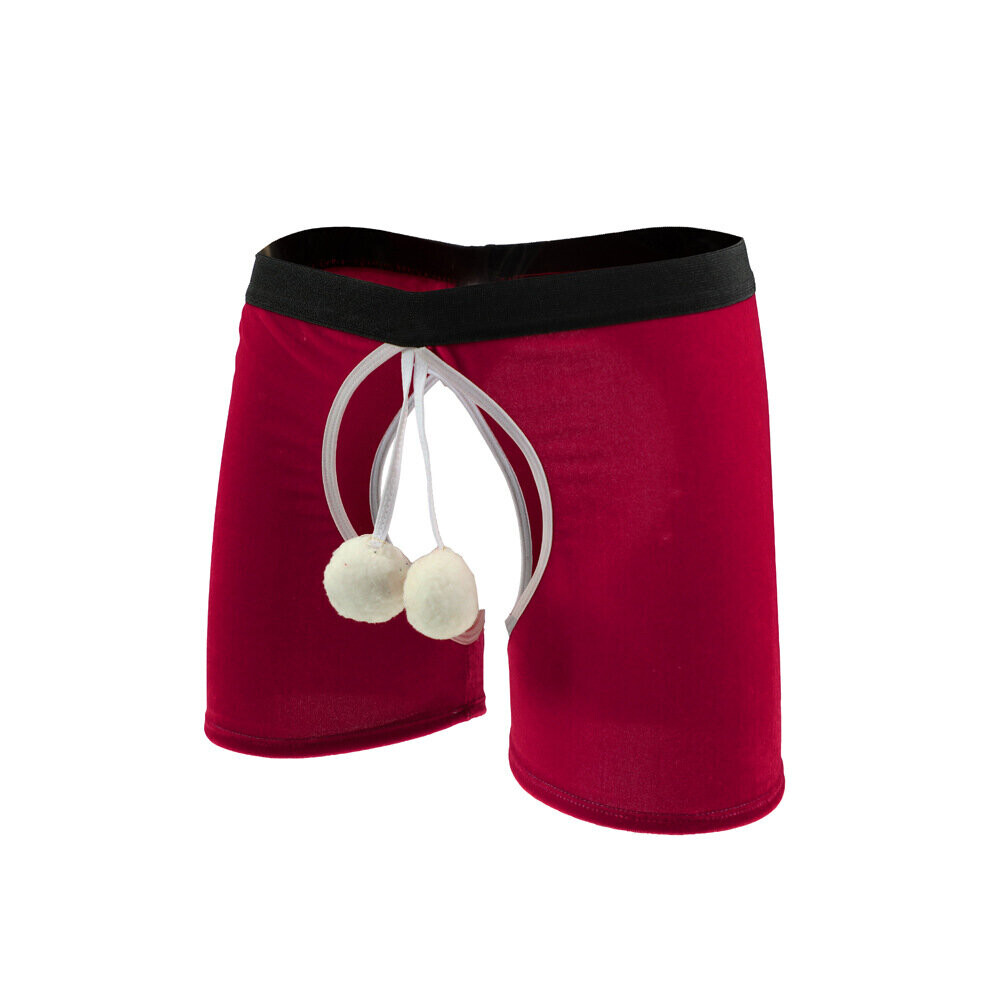 BDSM Man Sexy Crotchless Panties Not Zipper Gay Open Crotch Underwear with Christmas Penis Ball Erotic Cotton Boxers Lingerie