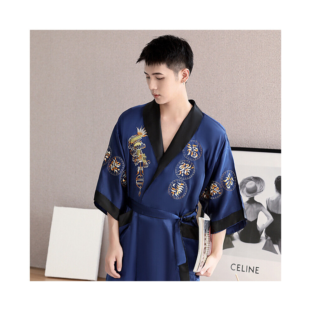 Mens Sleepwear Japanese Kimono Robe Men Haori Pajamas Yukata Bathrobe Faux Silk Samurai Style Cardigan Bathrobe Sleepwear on OnBuy