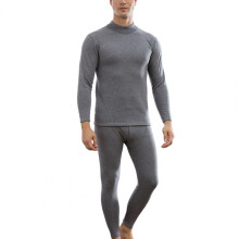 2Pcs/Set Turtleneck Long Sleeve Elastic Waist Ankle Length Thermal Underwear Set Autumn Winter Solid Fleece Lining Bottomi