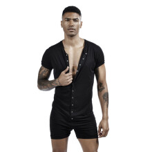 Men Siamese Pajamas Onesies Home Clothes Underwear One-piece Super-Snap Button Jumpsuit Sleepwear T-Shirts Male