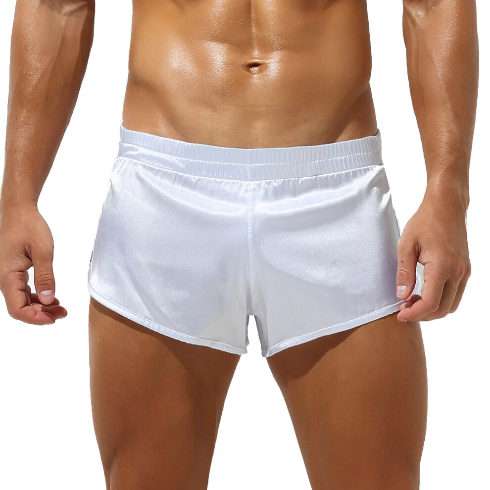 Multicoloured Men's Sexy Satin Underpants Boxer Shorts With Bulge Pouch Jockstrap Briefs Elastic Shorts Pajama Sleep Bottoms Man Lingerie