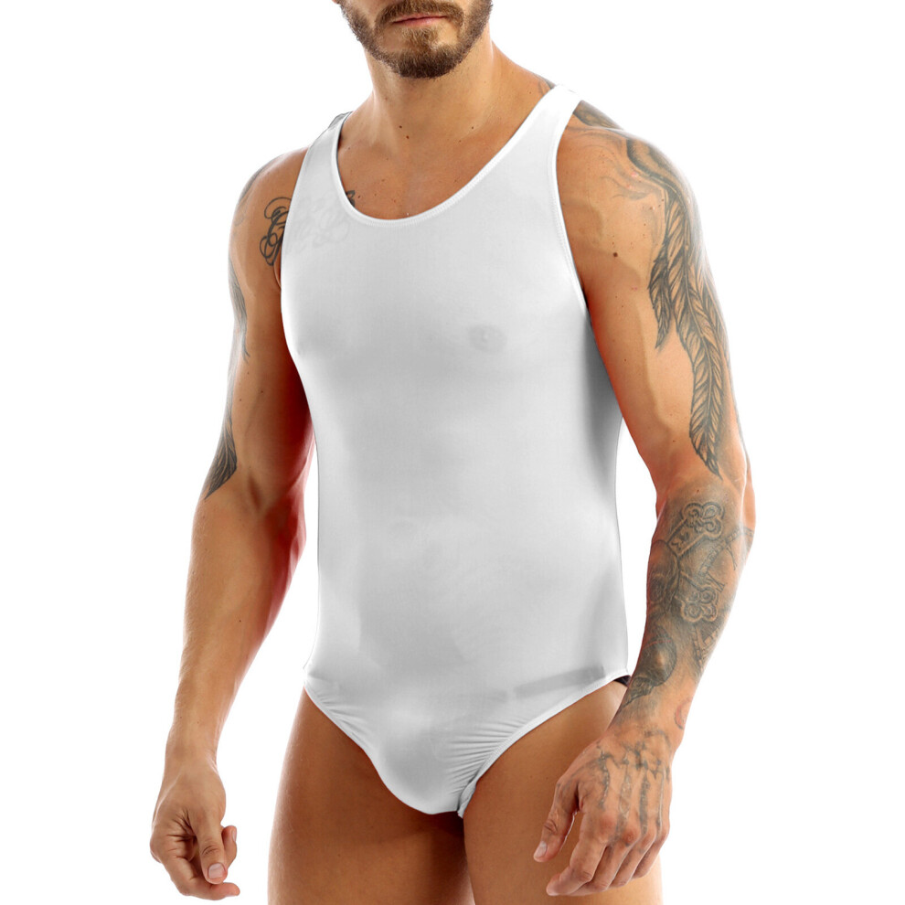 Multicoloured Mens Sleeveles Stretchy Bodysuit Lingerie Gay Male Sissy See-Though Thong Leotard Body Stocking Undershirt Nightwear Sleepwear
