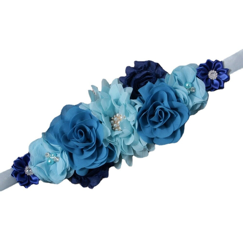 Powmuco Chiffon Flower Adjustable Maternity Belts Hand Sewn Rhinestone Beads Floral Women Sash Photography Props-image-OPC-PBR7NJJ-NEW