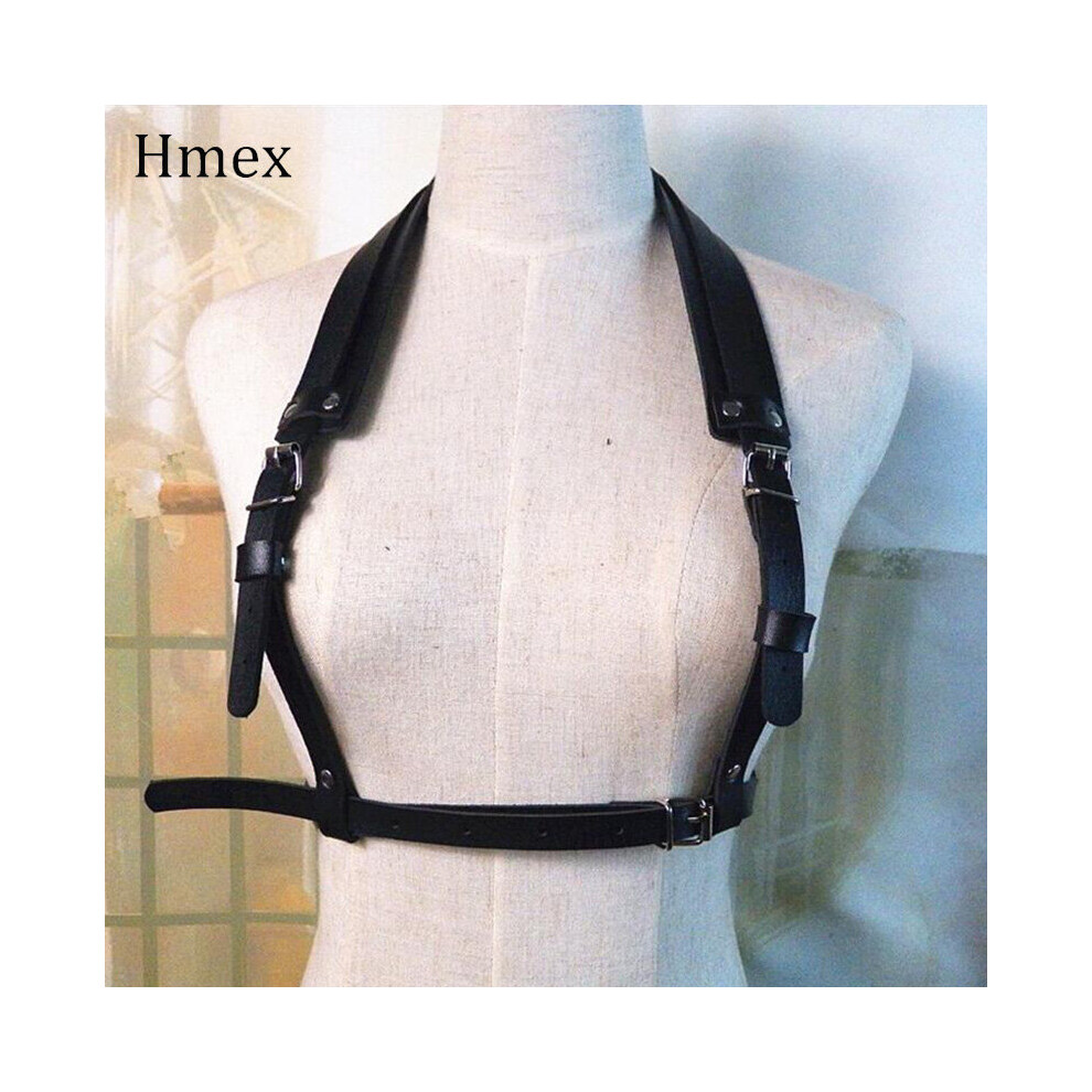 Black Punk Men Bondage Harness Women Shoulder Straps Pu Leather Belt Adjustable Buckle Body Bdsm Chest Costume Belts