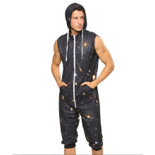 Kigurumis Summer Sleeveless Pajamas Onesie Men Adult Nightwear Zipper Homewear