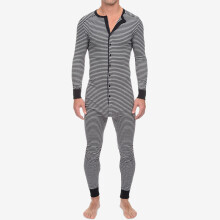 Striped one-piece pants tight one-piece pajamas long sleeves home clothes in autumn and winter