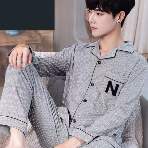 Winter Long Sleeved Pajamas Home Clothes Ensembles De Pyjamas Men Sleepwear Lounge Homewear Plaid Sleep Shirt Pyjamas Set