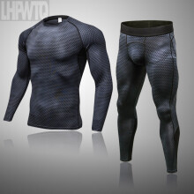 Solid Men Thermal underwear Long sleeve Tight Men's fitness leggings winter long johns Men thermal suit Jogging suit