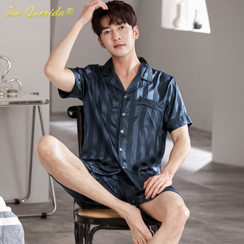 Summer Big Size 4XL Men s Pajamas Ice Silk Dark Solid Home Clothes for Young Man Loose Loungewear