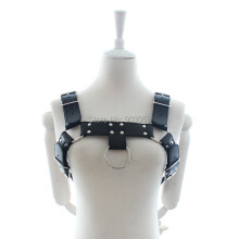 Men Sexy Punk Leather bustier corset sculpting chest belt Big O Ring leather suspenders braces pants bondage