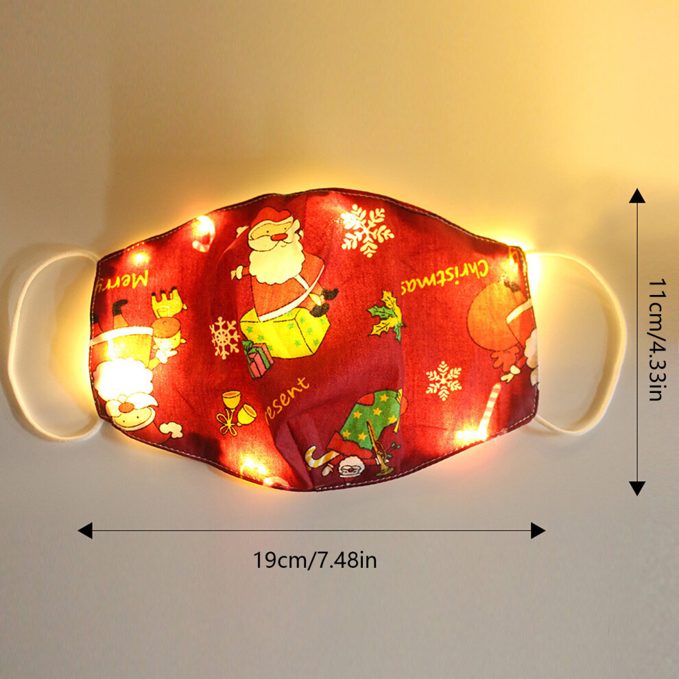 Multicoloured Christmas Lights Glowing Washable Face Mask Cartoons Covers Mouths Led Mouth Masks Halloween Cosplay Navidad Mascara