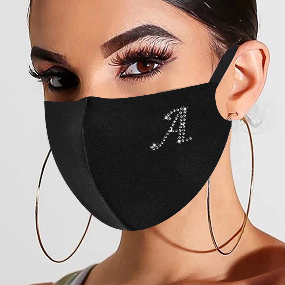Rhinestone Letter Ice Silk Cotton Mask Adult Mask Washable Woman Outdoor Dust-Proof Cloth Mask Earloop Bandage Masques 885658903732