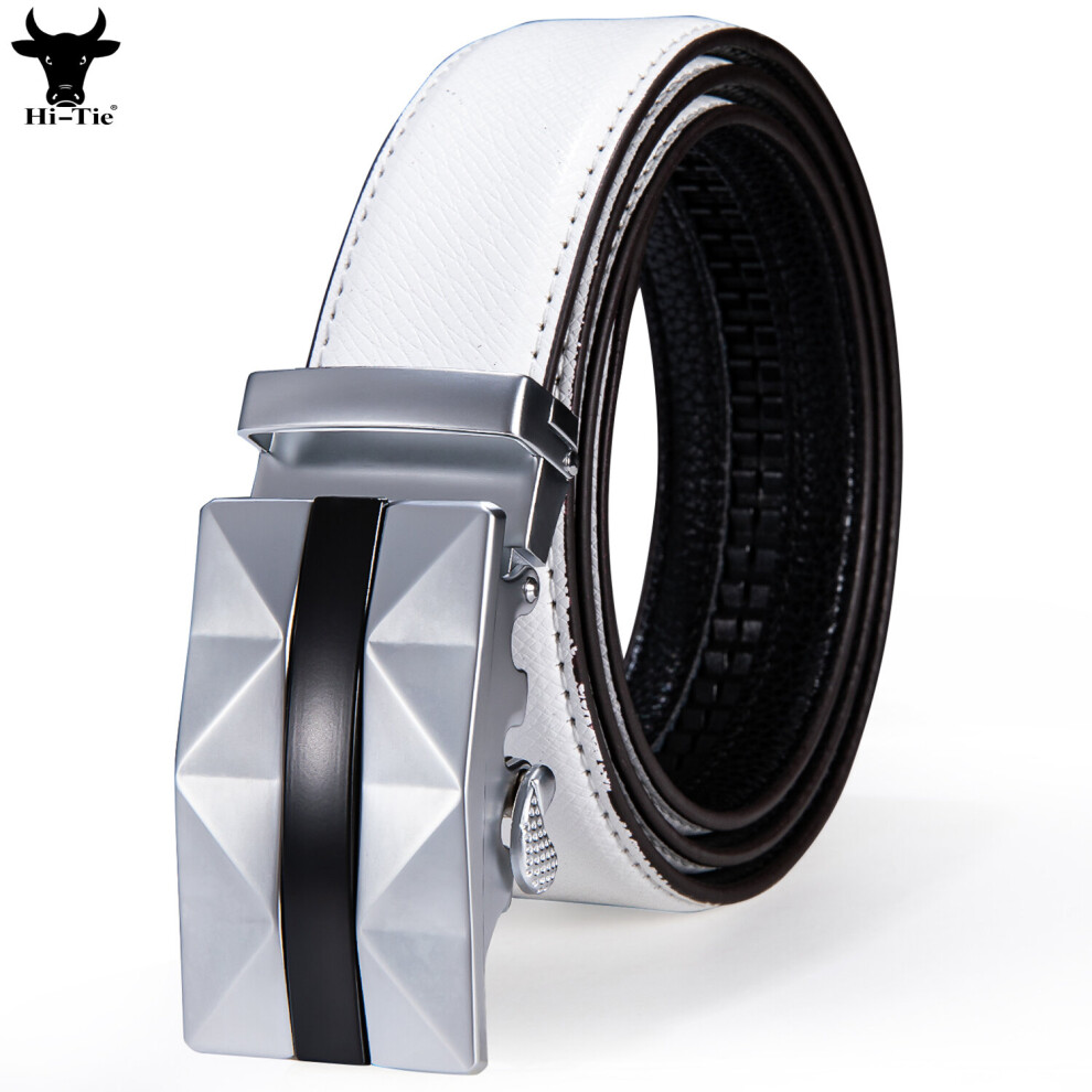Silver Automatic Buckles Mens Belts Leather Ratchet Waistband Belt for Men Dress Jeans Suit Wedding Casual-image-OPC-PBR7TRK-NEW