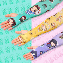 Anime Demon Slayer Kamado Tanjirou Arm Sleeves Sun UV Protection Hand Protector Ice Silk Sleeves Outdoor Sports Accessories