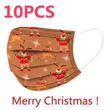 10PCS Protect Face Mask Adults Happy Year Navidad Christmas Ornaments Disposable Face Mask Halloween Cosplay Mascherine