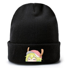 Miss Kobayashi's Dragon Maid Print Knitted Hat Autumn Winter Bouncy Cap Unisex Kids Outdoor Warm Hats Leisure Knit Hats