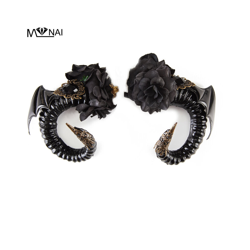 Girls Halloween Horn Hair Clip Gothic Sheep Horns Flower Bat Wing Hair Pins Lolita Party Hair Accessories-image-OPC-PBR7VZZ-NEW