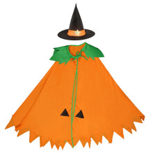 Halloween Orange Cape Cloak with Witch Cone Hat Home Party Cosplay Christmas Fancy Dress