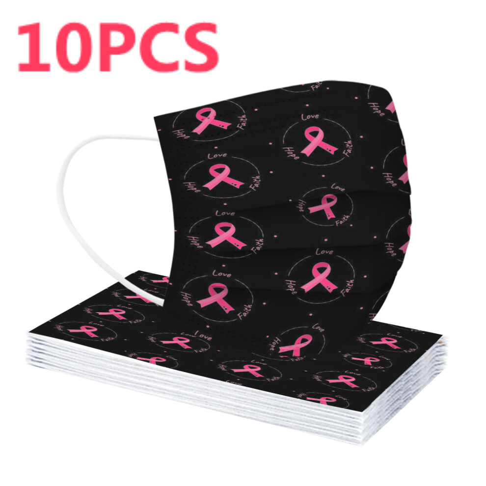 10/50Pcs Mascarillas Desechables Adult Disposable Face Mask Red Ribbon Pattern Breast Cancer Theme Facemask Halloween Cosplay 885658908638