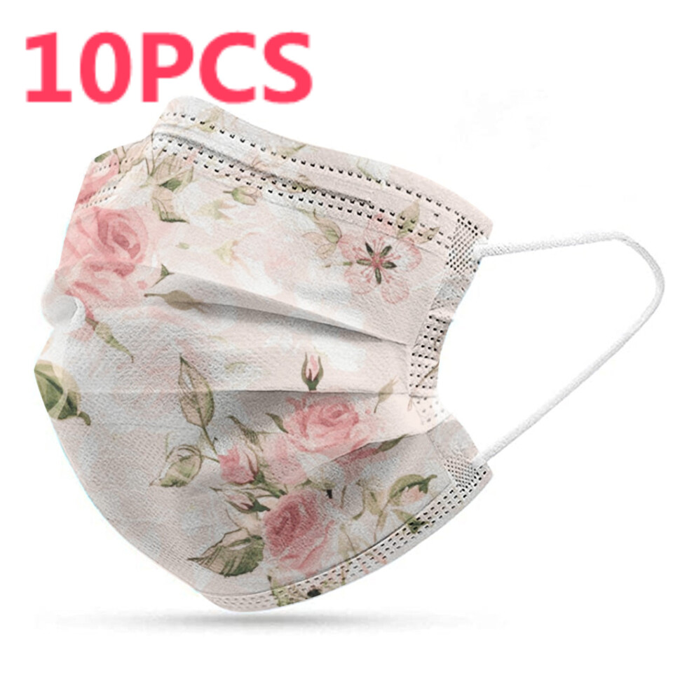 10/50Pc Flower Prints Masque Jetables For Adults 3 -Layer Disposable Fasemask For Face Mascarillas Halloween Cosplay 885658909970