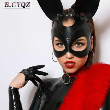 Sexy Erotic Leather Rabbit Ears Mask Half Face BDSM Bondage Halloween Party Fancy Bondage Punk Masks Cosplay Adult Games