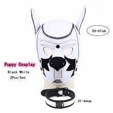 6 Colour Latex Rubber Padded Dog Mask Hood with Adjustable Collar for Men Women Puppy Cosplay and Role Play