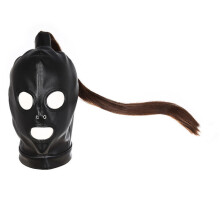 Latex Unisex Hood Mask Sexy PU Leather Masks Men Women Cosplay Flirting Hair Ponytail Chest Belt Headgear Sexy Cosplay Accessory
