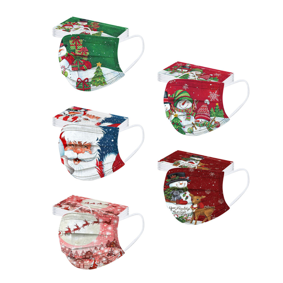50Pc Disposable Adults Christmas Mask 3Ply Ear Loop Santa Claus Print Face Mask Mascarillas Desechable Halloween Cosplay Masque 885658918613