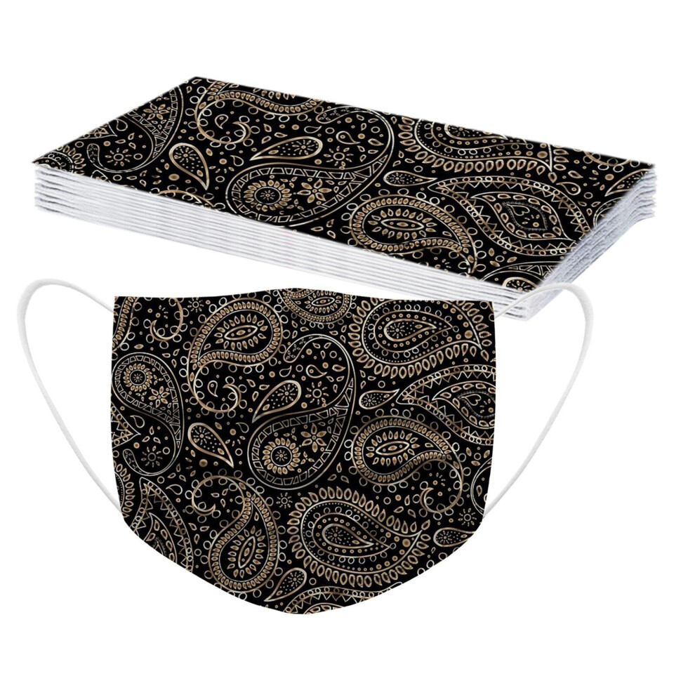 Multicoloured 10Pcs Adult's Paisley Print Disposable Face Mask Windproof Thickened 3Ply Earloop Mascarillas Desechables Halloween Mask Cosplay