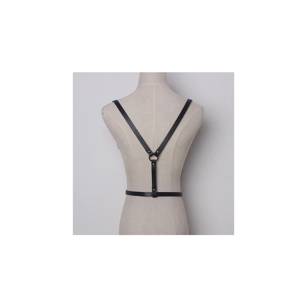 Black Women Sexy Harajuku Garters Faux Leather Body Bondage Cage Sculpting Harness Waist Belt Straps Suspenders Belt For Women