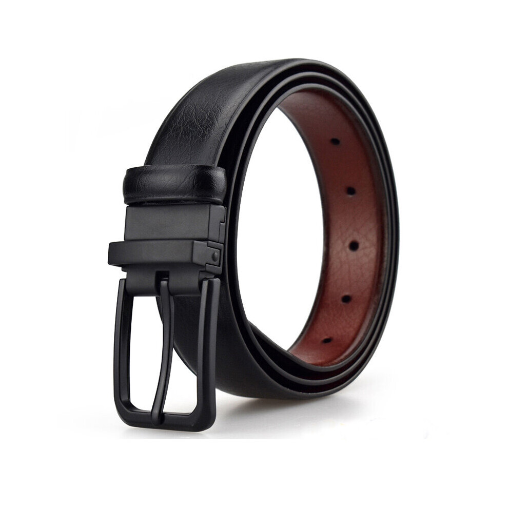 Anpudusen Leather Reversible Belts For Men Dress Male Rotated Buckle Jean Two In One Belt