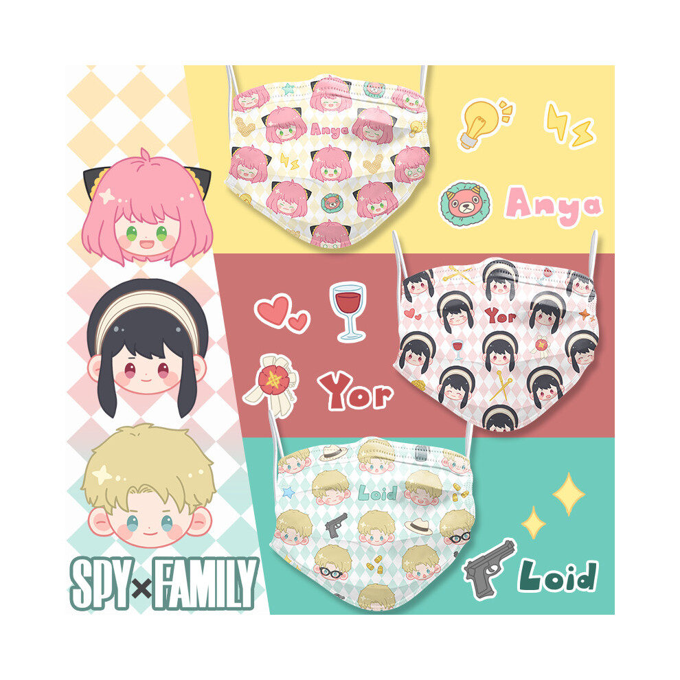 Multicoloured Anime Spy?Family Loid Forger Yor Forger Anya Forger Face Masks For Unisex