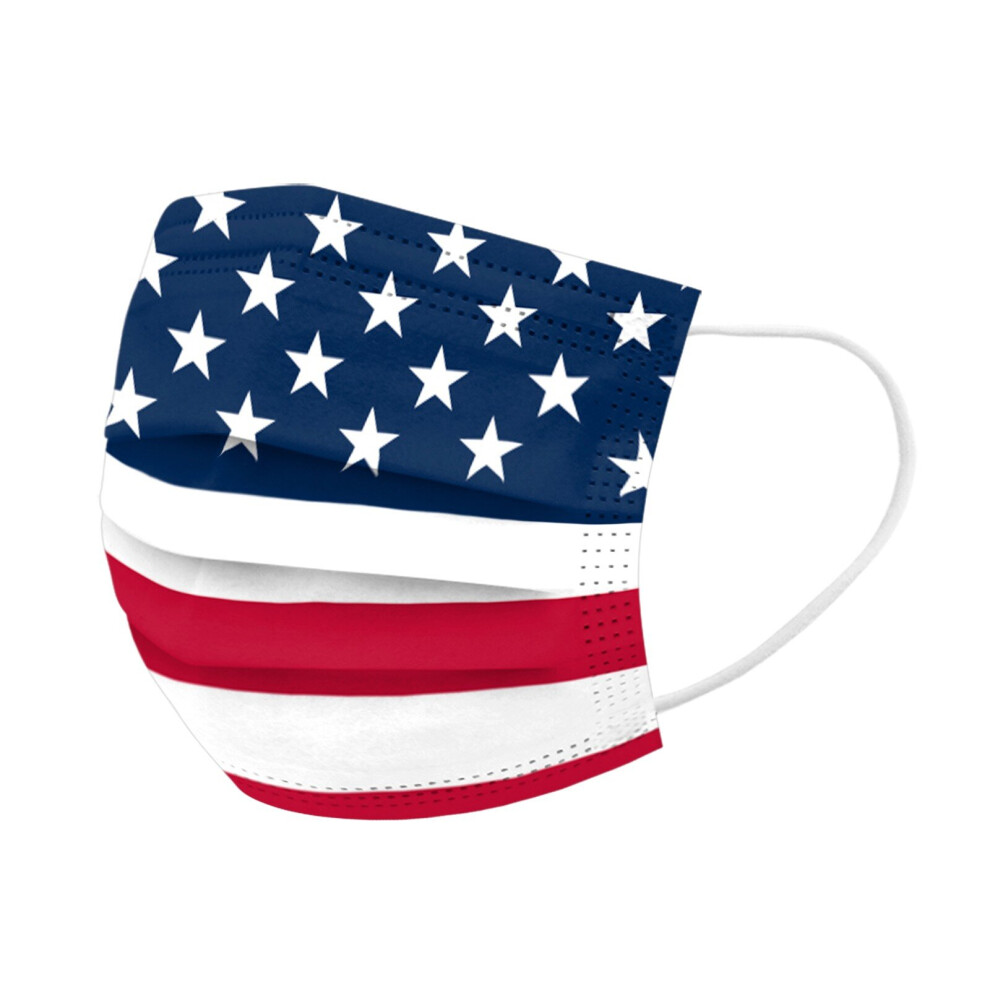 10/50Pcs Mascarillas Desechables Safety American Flag Printed Disposable Face Mask For Adult 3-Ply Facemask Halloween Cosplay 885658938970