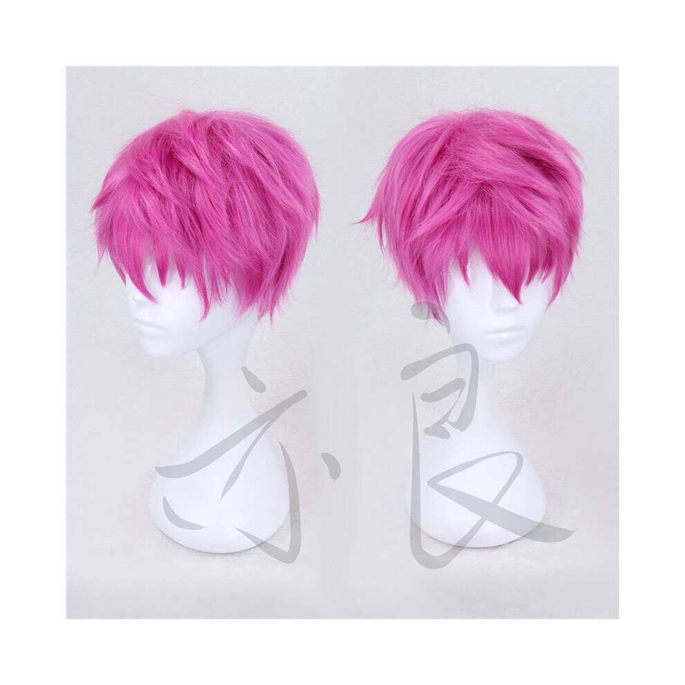 Anime The Disastrous Life of Saiki K. Cosplay Wig Saiki Kusuo Short Pink Synthetic Hair Wigs Wig Cap Cosplay Accessories on OnBuy